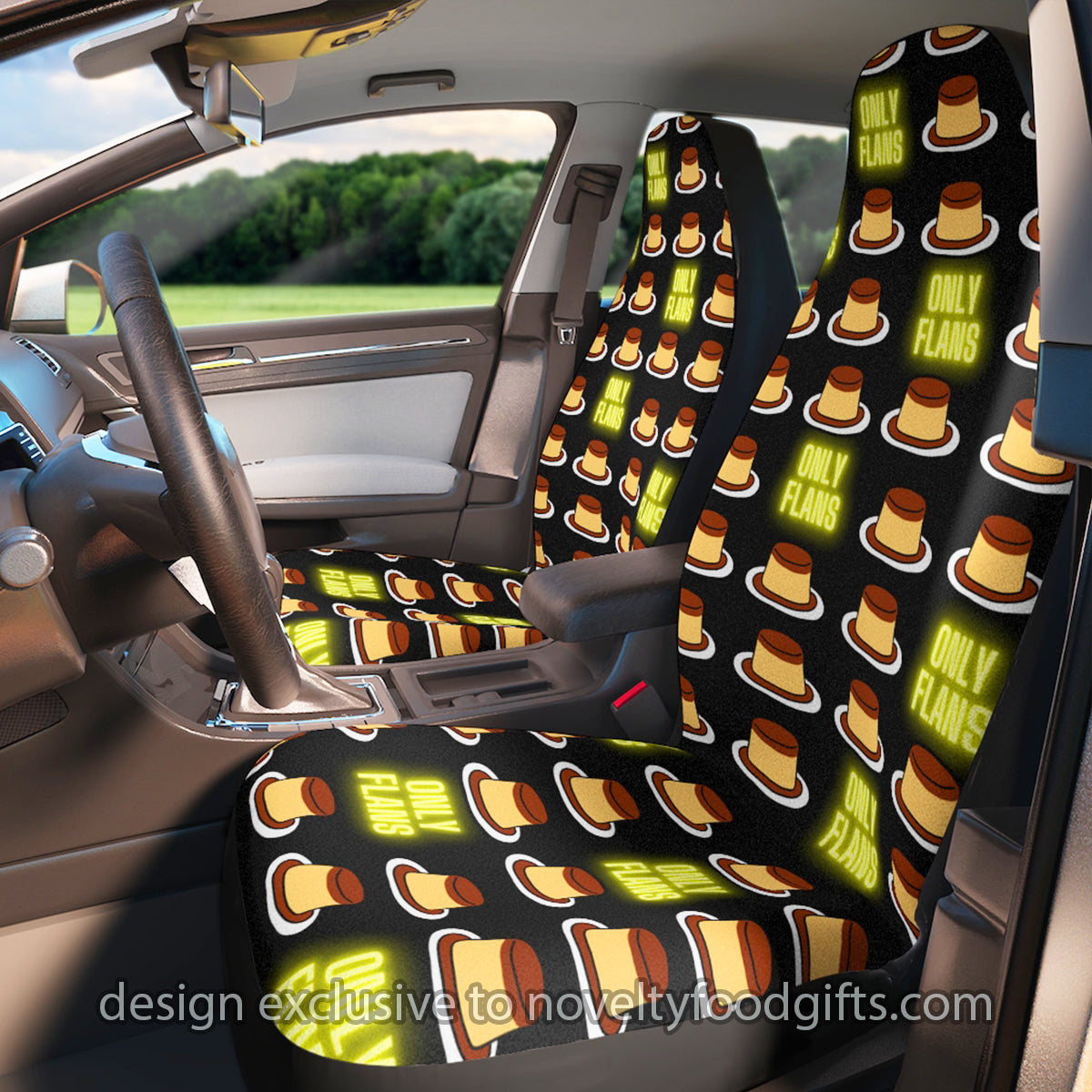 Only Flans (Fans) Funny Food Pun Car Seat Covers – noveltyfoodgifts