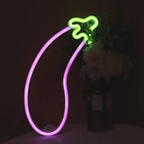 The Naughty Neon: Eggplant LED Wall Sign - A 'Cheeky' Ambiance