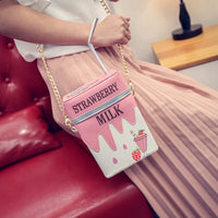 Cute Kawaii Milk / Juice Box Purse - Funny Unique Statement Handbags